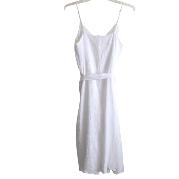 La Blanca Seaside White Gauze V Neck Cover Up Belted Jumpsuit Size Medium - Picture 4 of 8